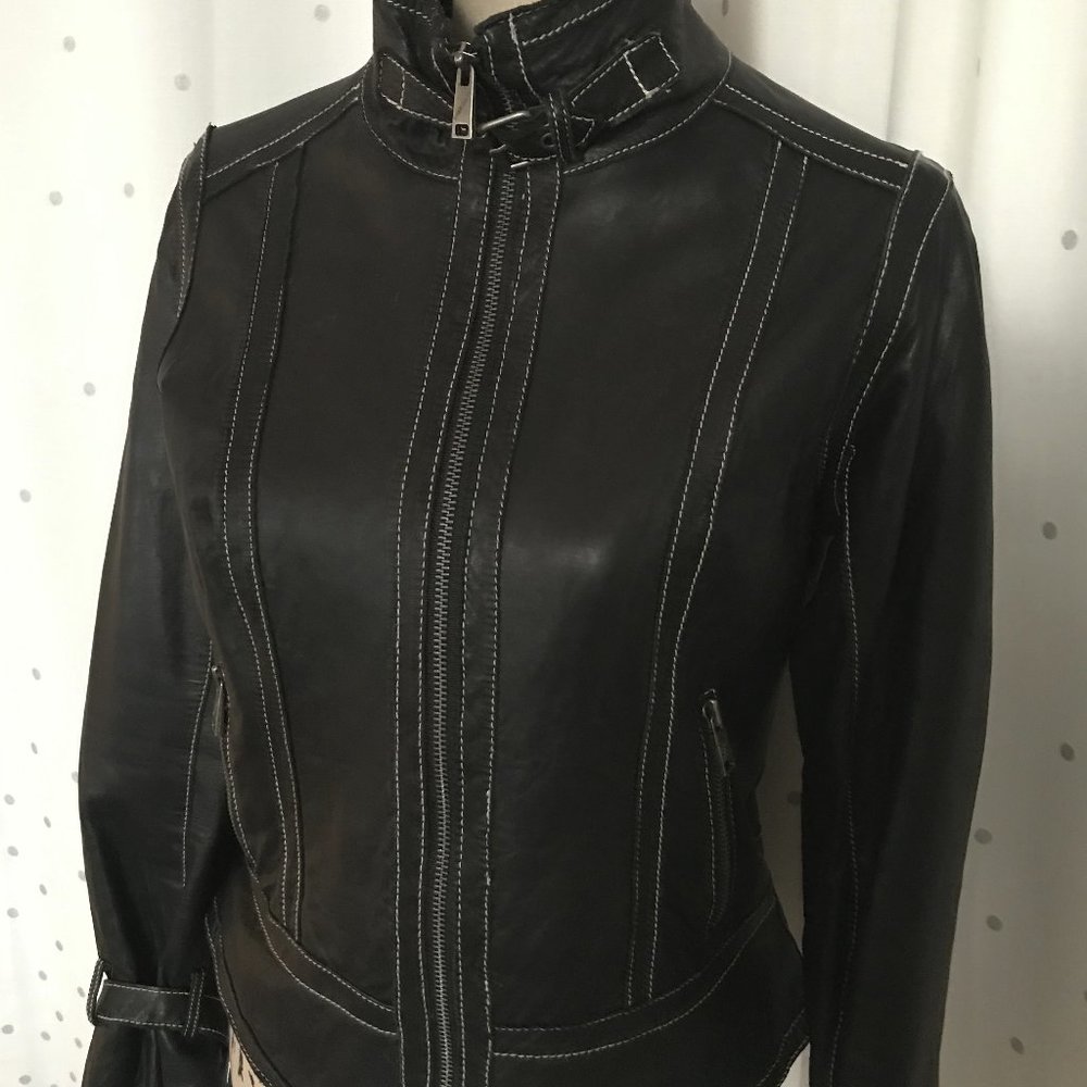 Miss Sixty Black Leather Vintage Jacket Medium - Picture 2 of 7